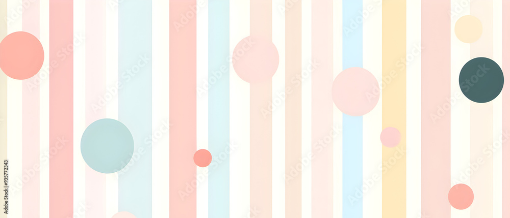 A flat vector illustration of a background design featuring simple stripes overlaid with circles and ovals in soft pastel colors. The stripes are evenly spaced in light shades, while the circles A flat vector illustration of a background design featuring simple stripes overlaid with circles and ovals in soft pastel colors. The stripes are evenly spaced in light shades, while the circles