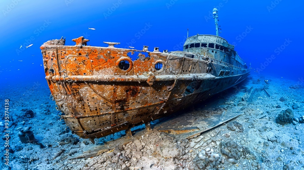 Rusty Shipwreck on the Ocean Floor Rusty Shipwreck on the Ocean Floor