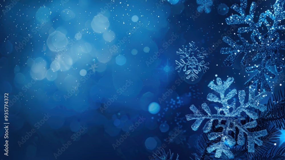 Sparkling snowflakes on blue Sparkling snowflakes on blue