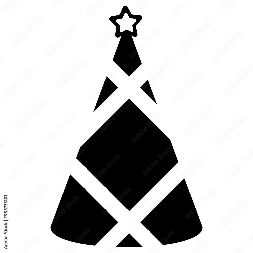 Birthday Party Hat Silhouette. Flat Vector Illustration Isolated on White Background. Birthday Party Hat Silhouette. Flat Vector Illustration Isolated on White Background.