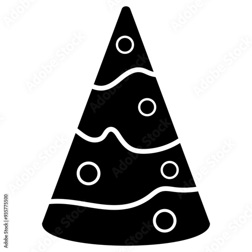 Birthday Party Hat Silhouette. Flat Vector Illustration Isolated on White Background.