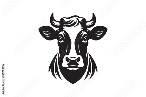 Cow had silhouette vector illustration