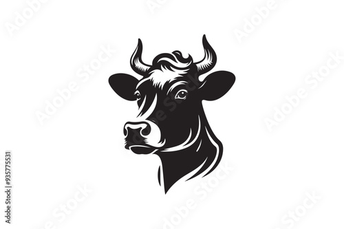 Cow had silhouette vector illustration