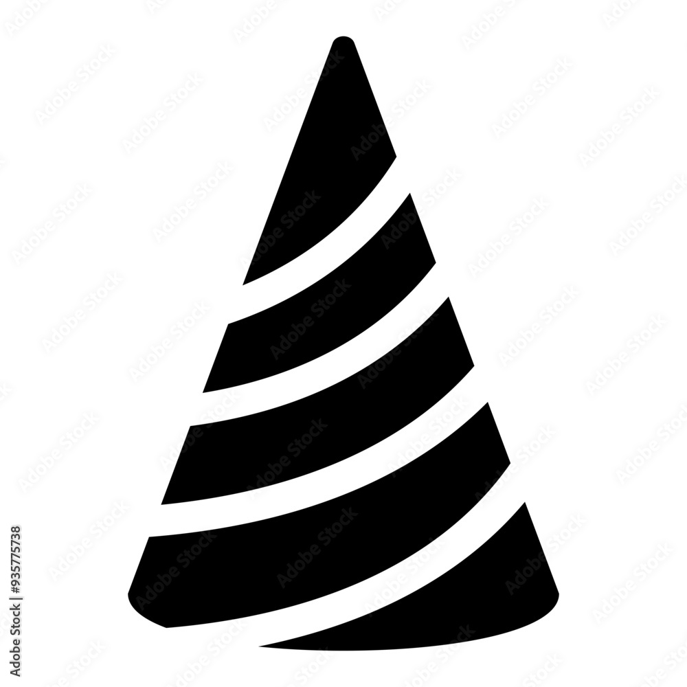 Birthday Party Hat Silhouette. Flat Vector Illustration Isolated on White Background. Birthday Party Hat Silhouette. Flat Vector Illustration Isolated on White Background.