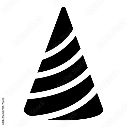 Birthday Party Hat Silhouette. Flat Vector Illustration Isolated on White Background.