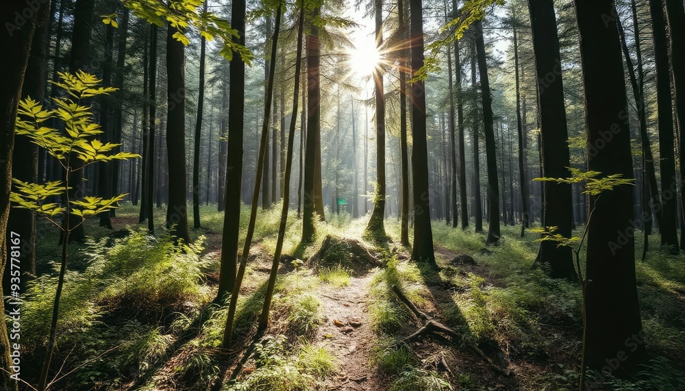 Obraz premium Forest mural wallpaper design art, ai