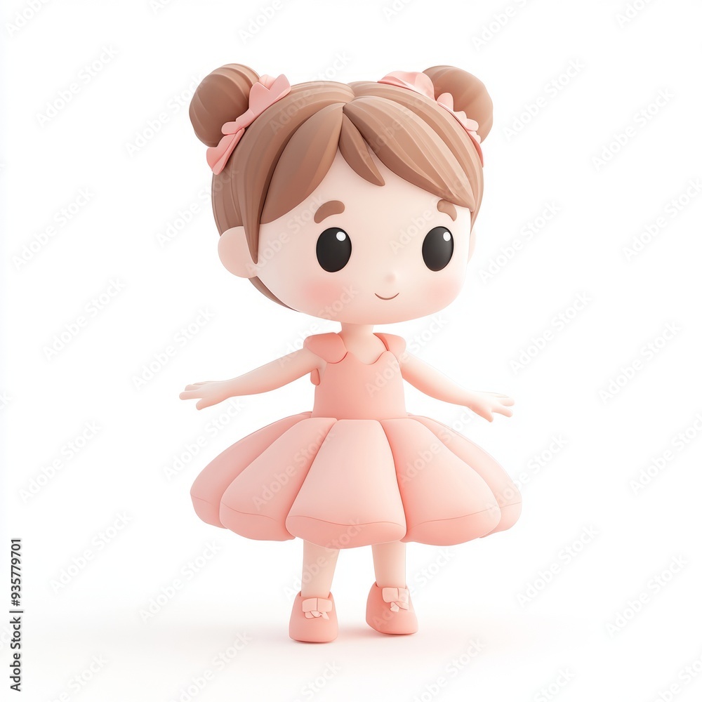 Cute Clay Girl in Tutu Spinning: 3D Blender Icon for Kawaii Designs Cute Clay Girl in Tutu Spinning: 3D Blender Icon for Kawaii Designs