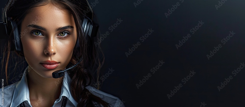 Young approachable female operator. Copy space image. Place for adding text and design Young approachable female operator. Copy space image. Place for adding text and design