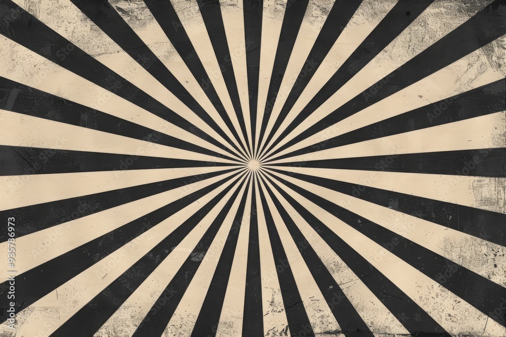 Obraz premium Black and white striped background with a radial gradient. AI generated images.