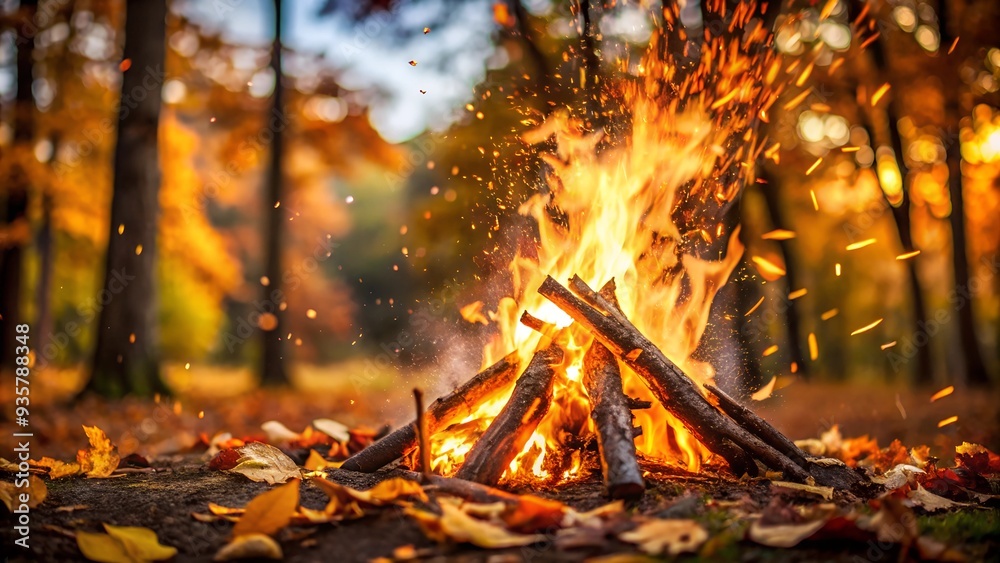 Autumn bonfire with sparks flying Autumn bonfire with sparks flying