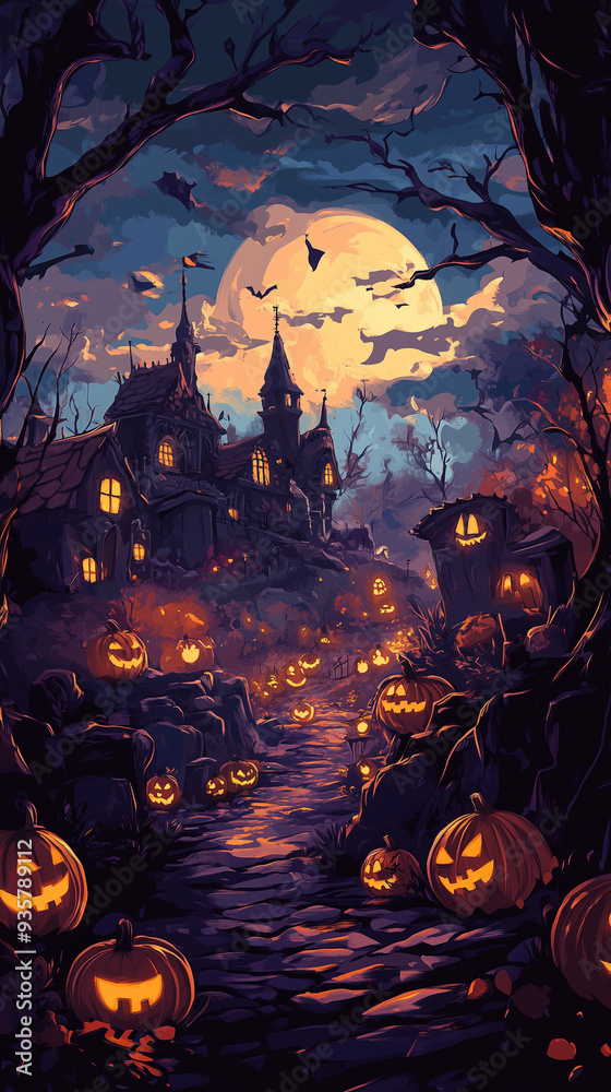 Fototapeta premium halloween background with pumpkins
