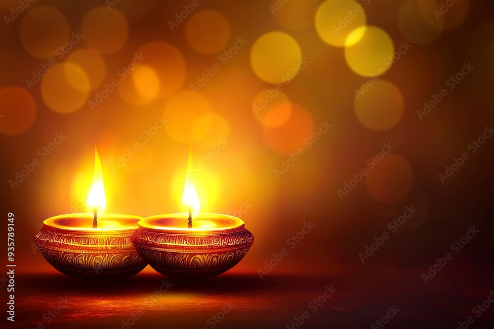 traditional and elegant happy dhanteras greeting banner with glowing diya, generative ai traditional and elegant happy dhanteras greeting banner with glowing diya, generative ai