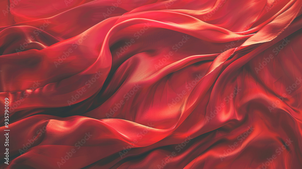 Obraz premium Luxury red fabric with wave pattern.