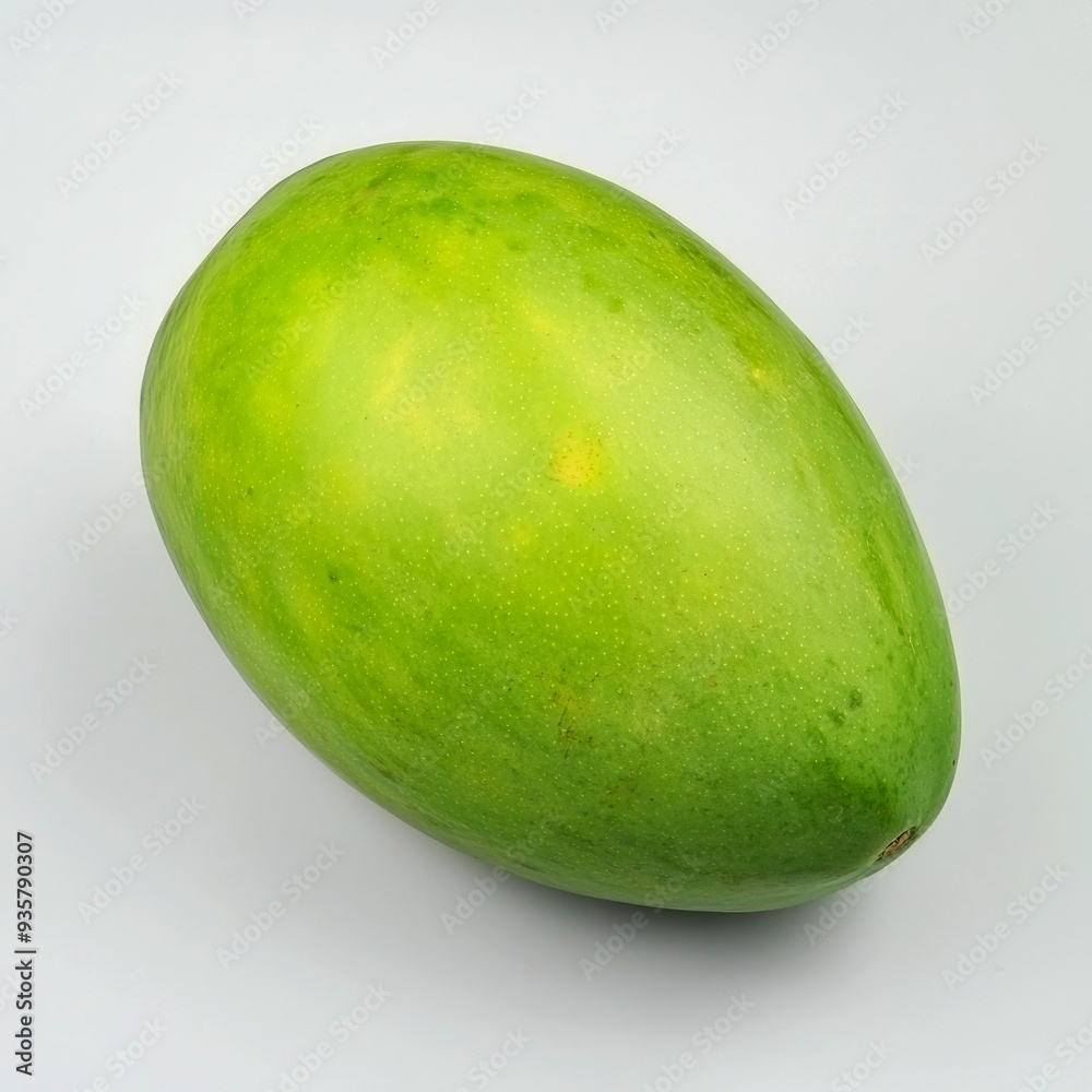 A Green, Unripe Mango with a Speckled Skin A Green, Unripe Mango with a Speckled Skin