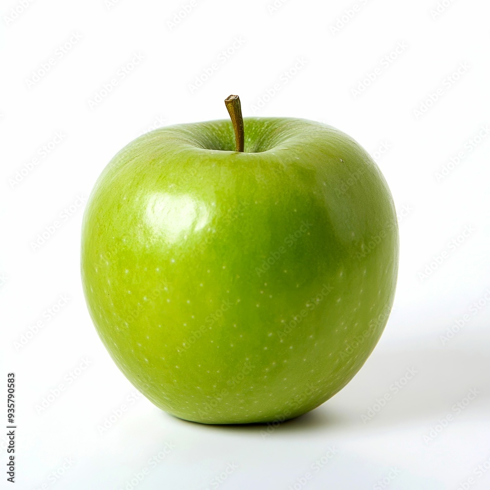 A Single Green Apple Isolated Against A White Background A Single Green Apple Isolated Against A White Background