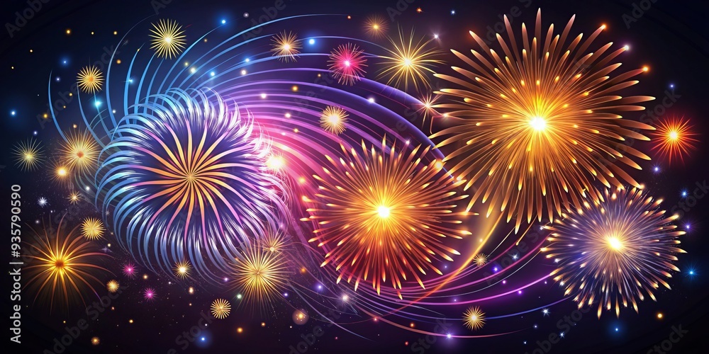 Fototapeta premium Ethereal explosions of color harmonize in a vector masterpiece, captivating the imagination and igniting grandeur.