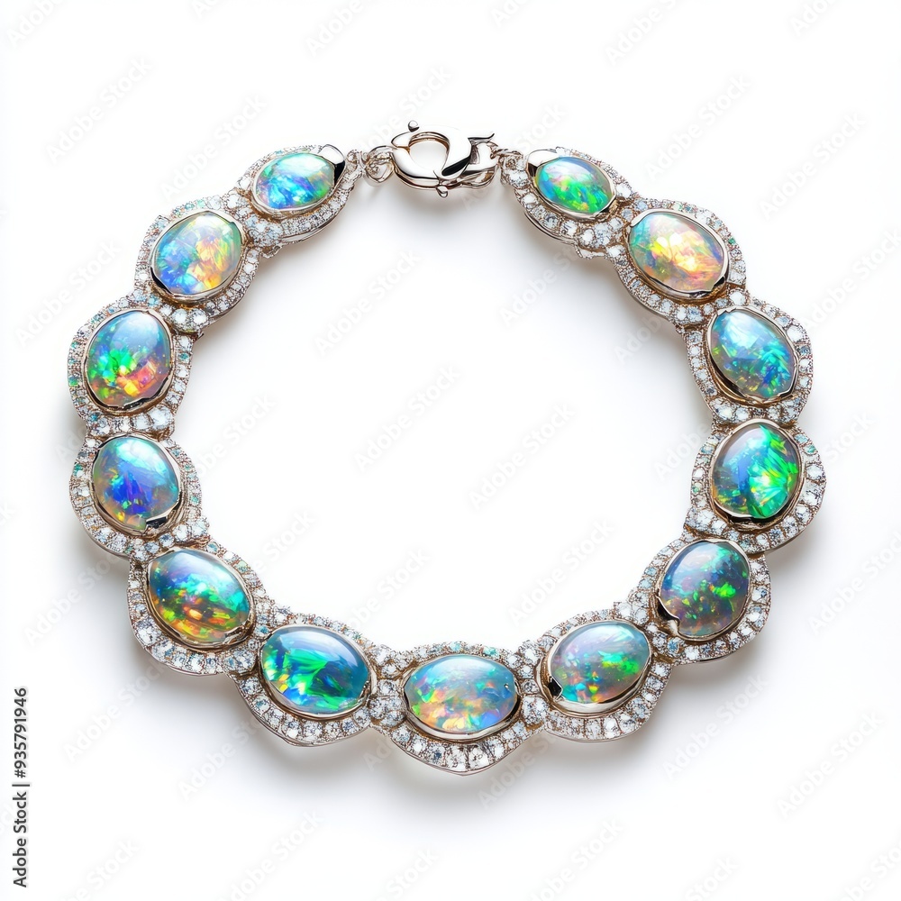 Cosmic Shimmer Opal & White Gold Bracelet: Elegant Jewelry Design Cosmic Shimmer Opal & White Gold Bracelet: Elegant Jewelry Design