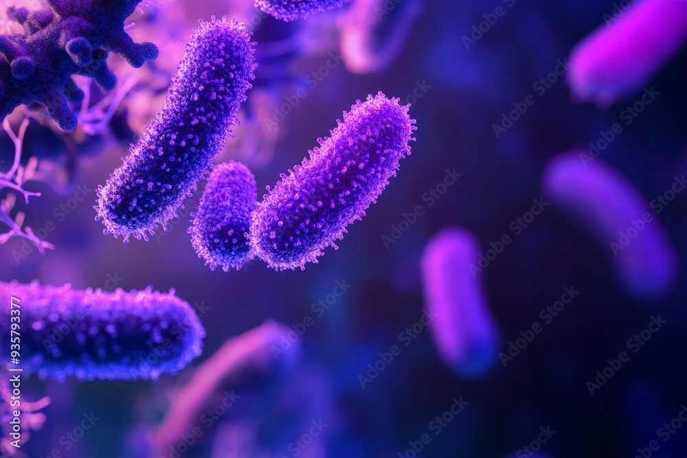 Intricate display of purple bacteria seen through a microscope, highlighting their detailed cellular structure and the beauty of microscopic life forms, significant in scientific research. Intricate display of purple bacteria seen through a microscope, highlighting their detailed cellular structure and the beauty of microscopic life forms, significant in scientific research.