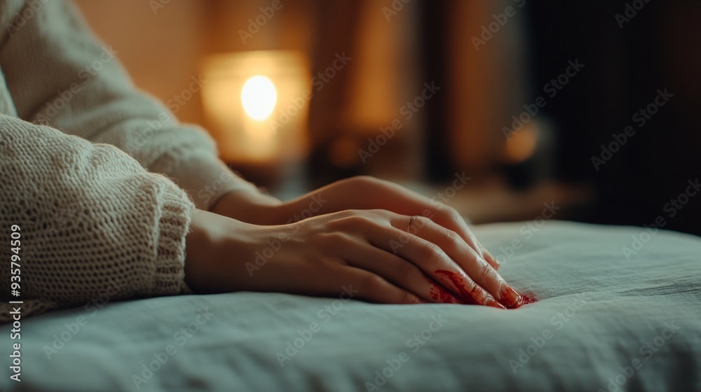 Fototapeta premium A woman is physically abused by her lover. or from illness of the mind She is hurt and sad.