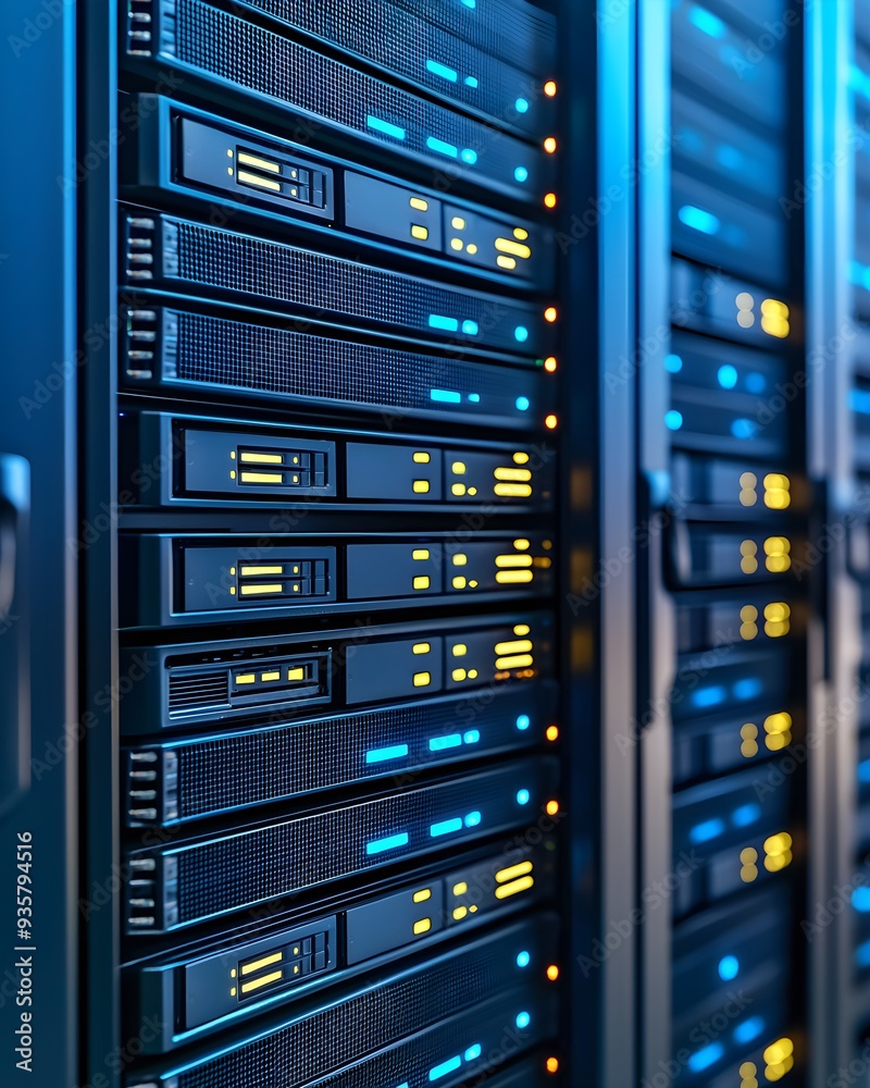 A server backup process, with data being securely stored in a remote location A server backup process, with data being securely stored in a remote location