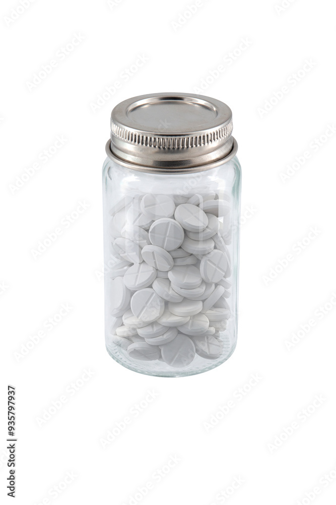 small medicine pills glass bottle isolated on white background small medicine pills glass bottle isolated on white background