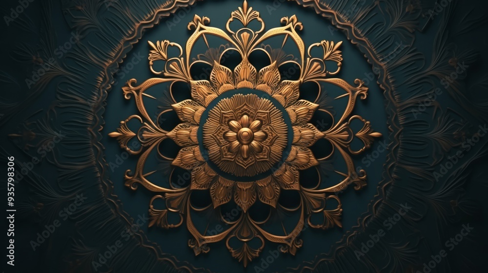 Mandala Islamic Background Pattern Design Template in classic arabic colors. Neural network ai generated art