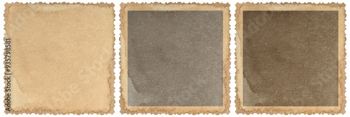 PNG Vintage style photo frame card. Used paper sheet with stains isolated on transparent background