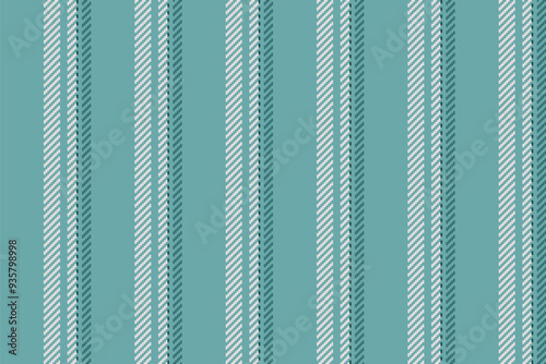 Scenery stripe vector lines, vertical textile texture pattern. Coat vertical background fabric seamless in cyan and white colors.