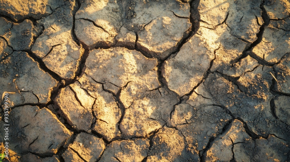 The cracked and dry soil texture is a clear reflection of the severe drought conditions present The cracked and dry soil texture is a clear reflection of the severe drought conditions present