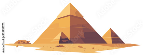 The Great Pyramids of Giza. Minimalist flat design illustration