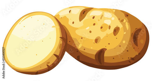 Flat design minimalist illustration of potatoes