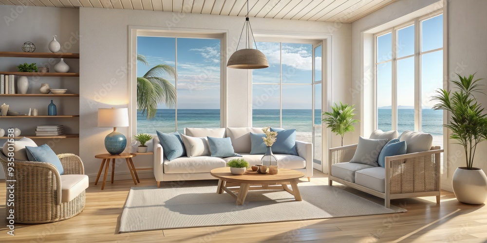 In Coastal Serenity, blues, beiges, and whites in perfect balance evoke a sense of calm, accompanied by the freedom of open spaces and the subtlety of minimalist design. In Coastal Serenity, blues, beiges, and whites in perfect balance evoke a sense of calm, accompanied by the freedom of open spaces and the subtlety of minimalist design.