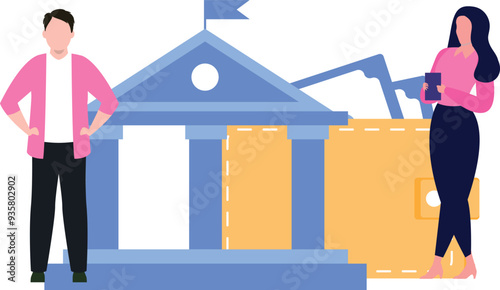 The girl is saving money in the bank.