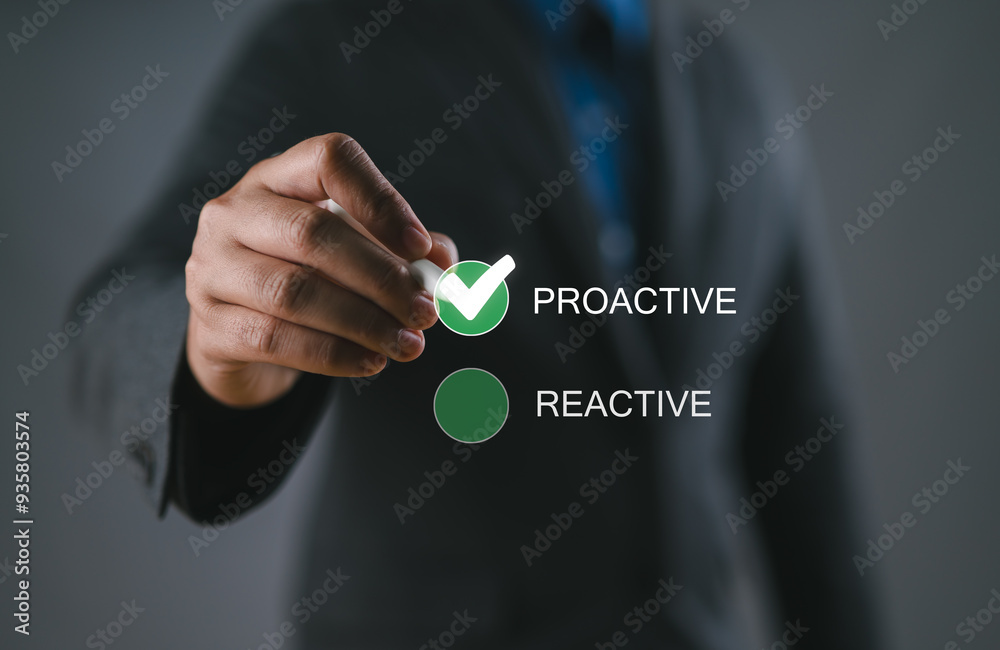 Foto Proactive or reactive solution initiative concept