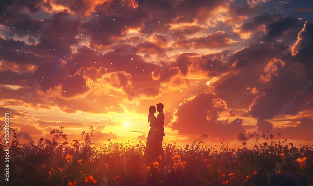 Fototapeta premium Love Stories on sunset. 