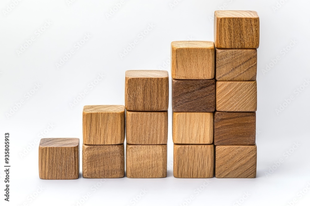 Profit Chart Made Of Wooden Blocks / Business Success Concept with generative ai Profit Chart Made Of Wooden Blocks / Business Success Concept with generative ai