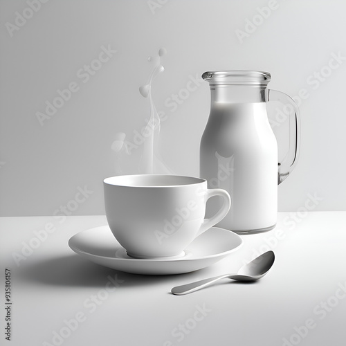 milk in a glass with isolated white background