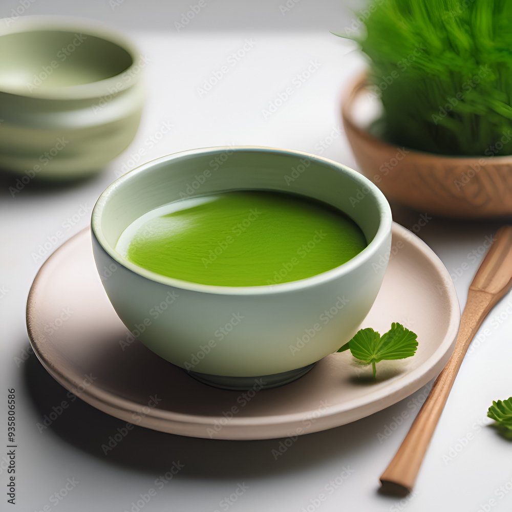 cup of green tea with isolated white background cup of green tea with isolated white background