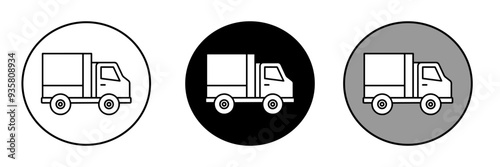 Delivery truck icons isolated on round background. Vector simple illustration.