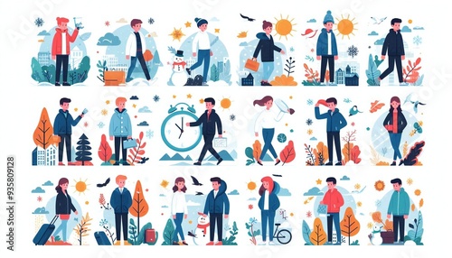 season background people character illustration flat design