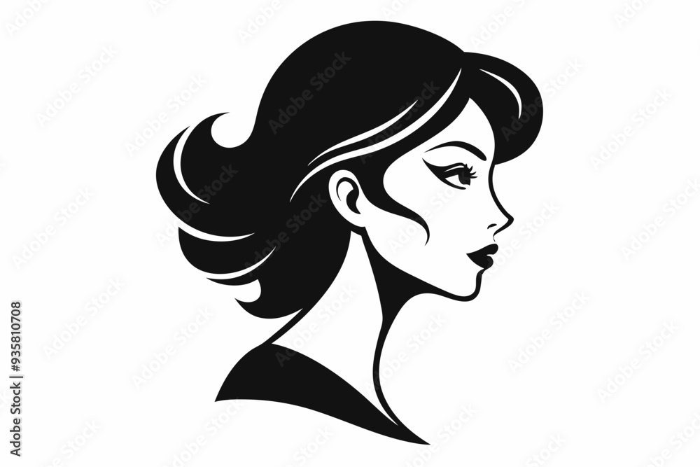 Silhouette of beautiful girl in profile with long hair Silhouette of beautiful girl in profile with long hair