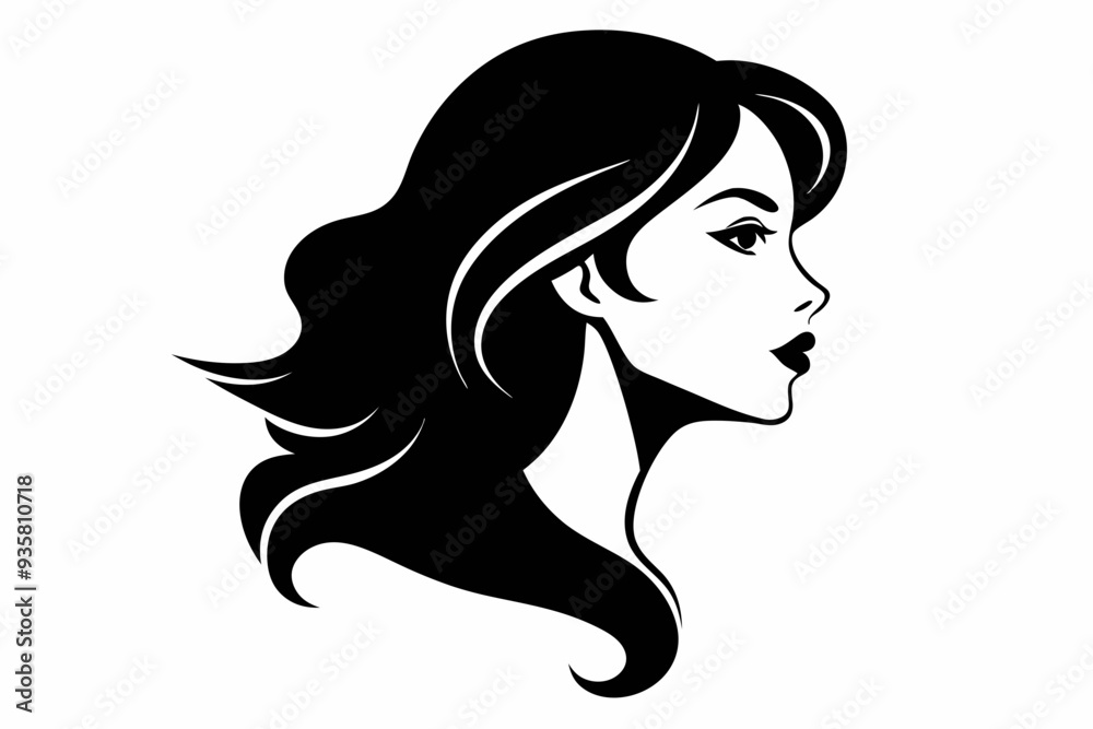 Silhouette of beautiful girl in profile with long hair Silhouette of beautiful girl in profile with long hair