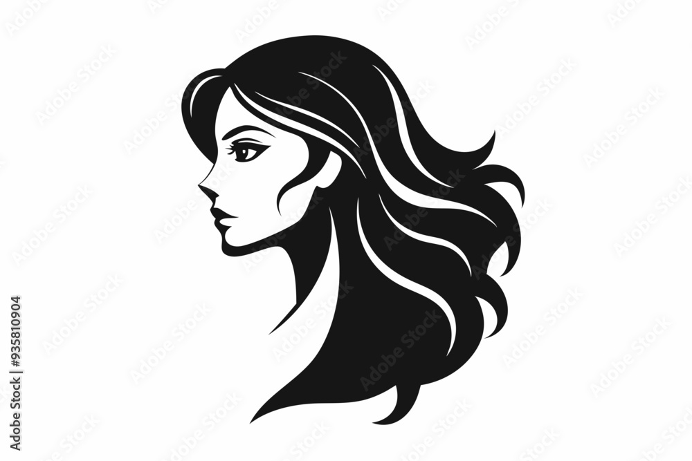 Silhouette of beautiful girl in profile with long hair Silhouette of beautiful girl in profile with long hair