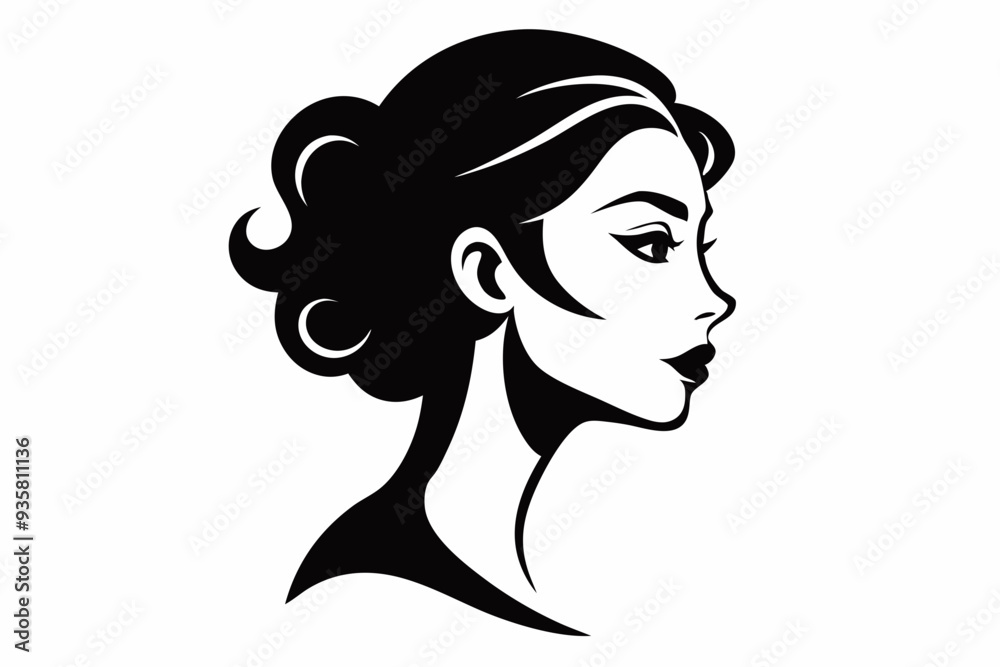 silhouette of women face in profile.
silhouette of women face in profile.