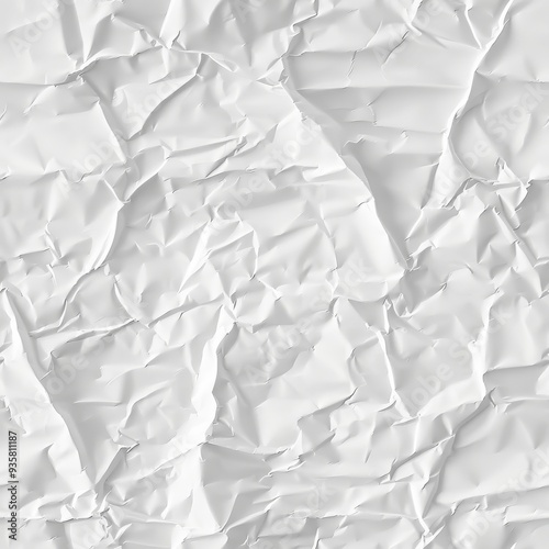 White wrinkled paper texture. Seamless pattern. photo