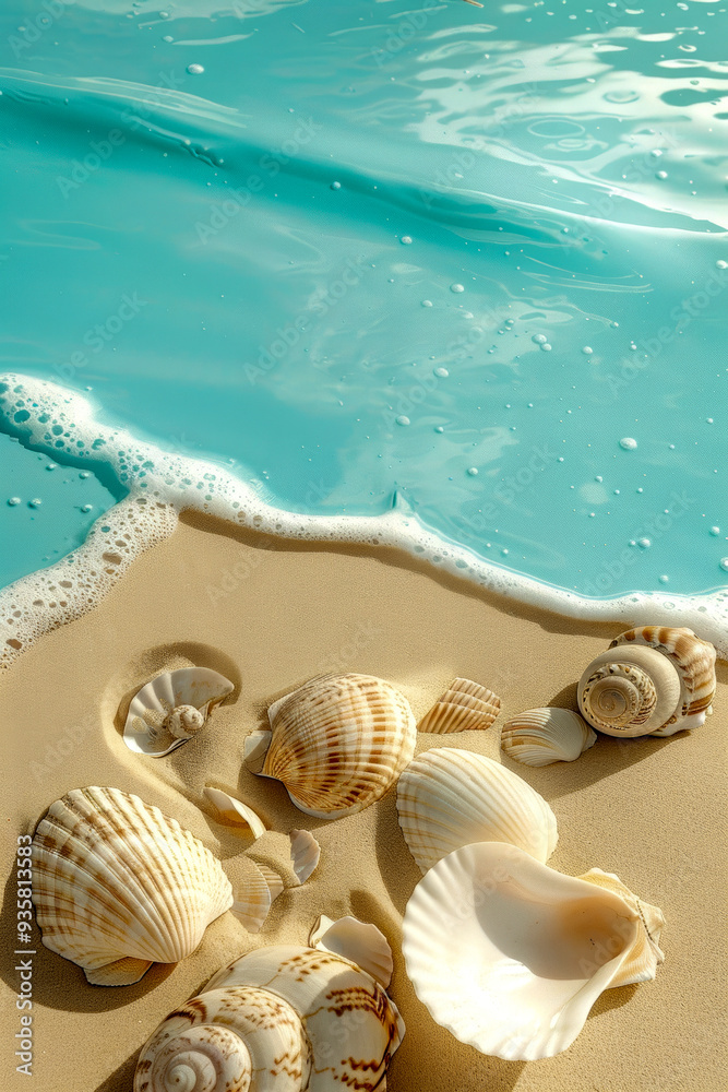 Tropical Beach Bliss: Starfish on Golden Sand with Ocean Waves Tropical Beach Bliss: Starfish on Golden Sand with Ocean Waves