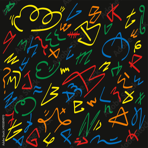 Ensemble de lignes abstraites. Gribouillage coloré et créatif. 