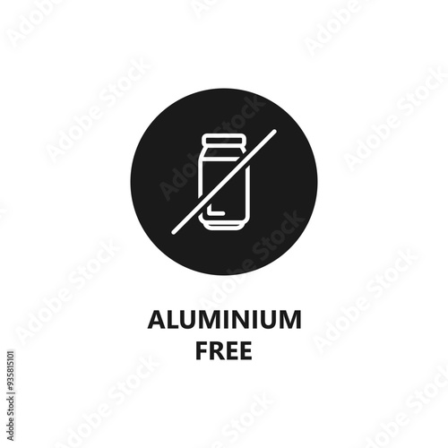 Aluminium free sign. No Aluminium symbol. Product packaging stamp or label. Eco friendly and organic products. Vector icon