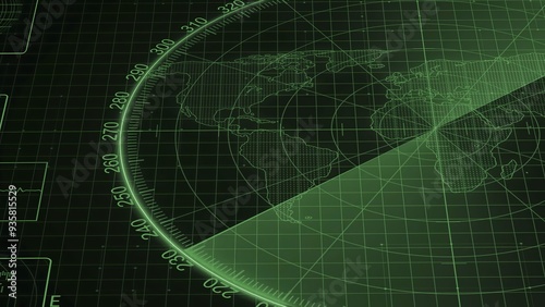 Technology green color radar HUD screen