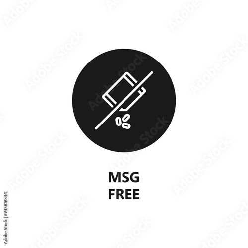 Msg free sign. No msg symbol. Product packaging stamp or label. Eco friendly and organic products. Vector icon